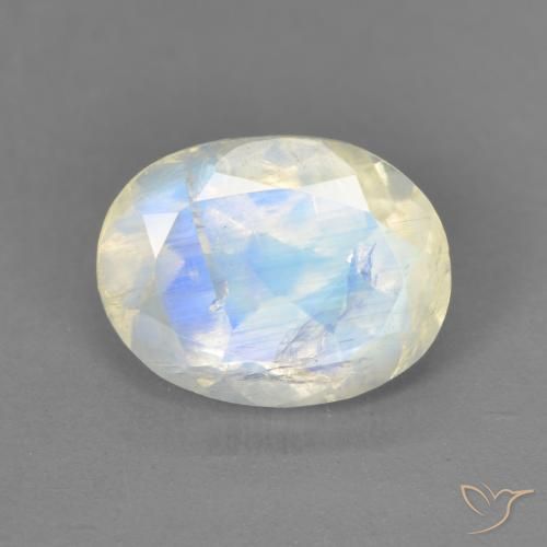 1.85ct Натуральный Голубовато-белый Радужный лунный камень, Овал, Прозрачный