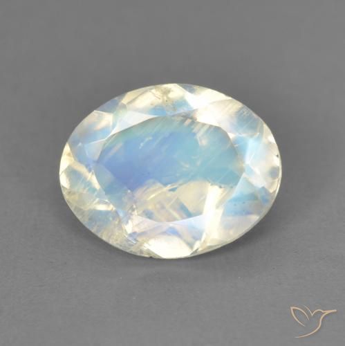 1.62ct Натуральный Голубовато-белый Радужный лунный камень, Овал, Прозрачный