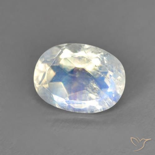 1.33ct Натуральный Голубовато-белый Радужный лунный камень, Овал, Прозрачный