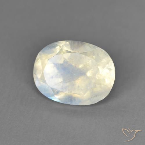 1.28ct Натуральный Голубовато-белый Радужный лунный камень, Овал, Прозрачный