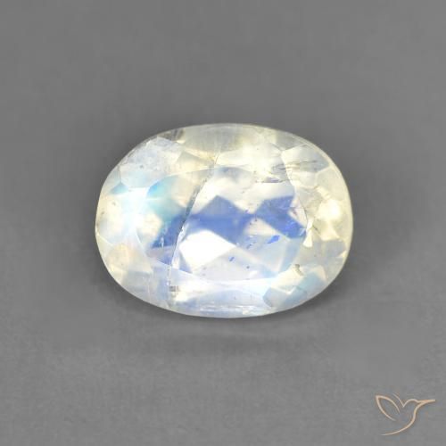 1.44ct Натуральный Голубовато-белый Радужный лунный камень, Овал, Прозрачный