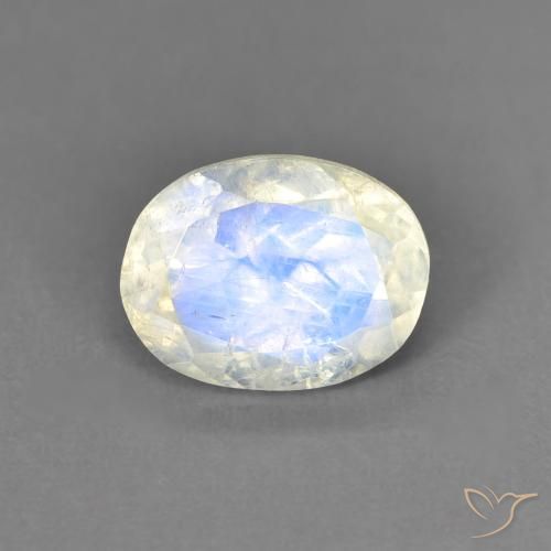 1.33ct Натуральный Голубовато-белый Радужный лунный камень, Овал, Прозрачный