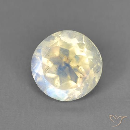 1.41ct Натуральный Голубовато-белый Радужный лунный камень, Круглый, Прозрачный