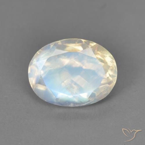 2.13ct Натуральный Голубовато-белый Радужный лунный камень, Овал, Прозрачный