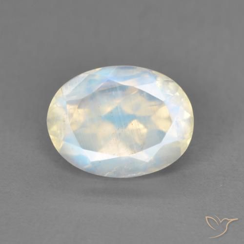 2.00ct Натуральный Голубовато-белый Радужный лунный камень, Овал, Прозрачный