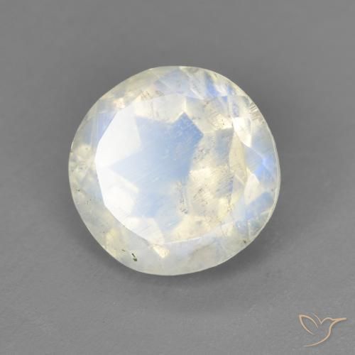 2.38ct Натуральный Голубовато-белый Радужный лунный камень, Круглый, Прозрачный