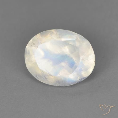 1.90ct Натуральный Голубовато-белый Радужный лунный камень, Овал, Прозрачный