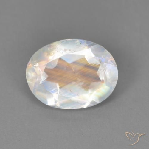 1.67ct Натуральный Голубовато-белый Радужный лунный камень, Овал, Прозрачный