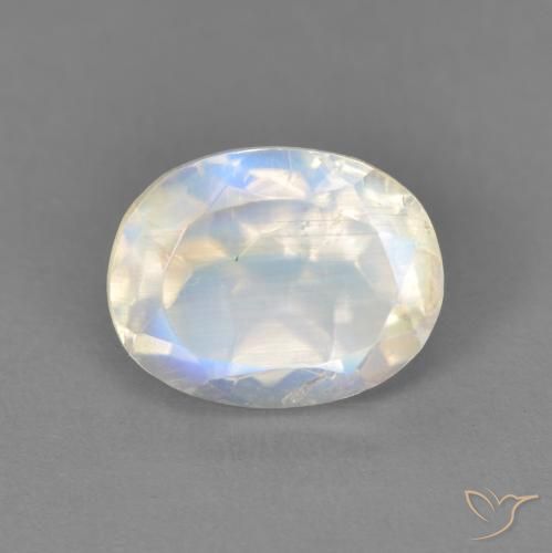2.10ct Натуральный Голубовато-белый Радужный лунный камень, Овал, Прозрачный