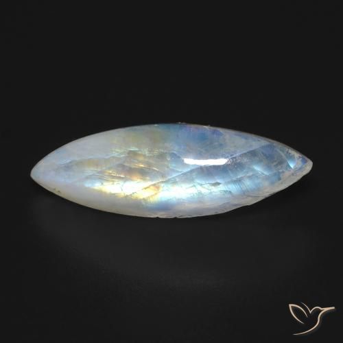 7.91ct Натуральный Голубовато-белый Радужный лунный камень, Маркиза, Прозрачный