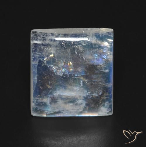 5.32ct Натуральный Голубовато-белый Радужный лунный камень, Квадрат, Прозрачный
