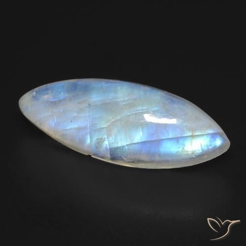 10.03ct Натуральный Голубовато-белый Радужный лунный камень, Маркиза, Прозрачный