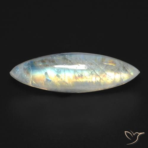 6.60ct Натуральный Голубовато-белый Радужный лунный камень, Маркиза, Прозрачный