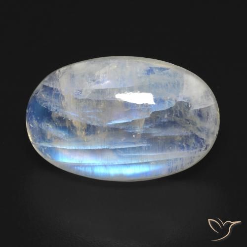 12.34ct Натуральный Голубовато-белый Радужный лунный камень, Овал, Прозрачный