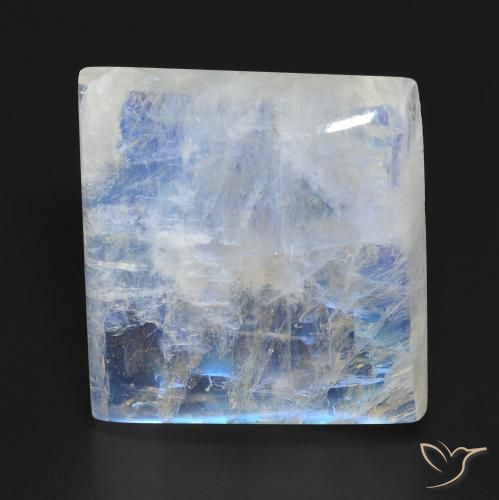 19.23ct Натуральный Голубовато-белый Радужный лунный камень, Квадрат, Прозрачный