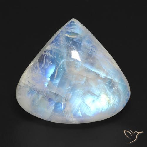 13.53ct Натуральный Голубовато-белый Радужный лунный камень, Форма груши, Прозрачный