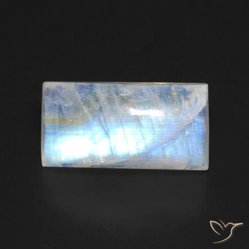 6.47ct Натуральный Голубовато-белый Радужный лунный камень, Огранка Багет, Прозрачный