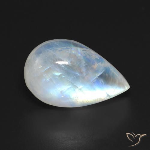 13.14ct Натуральный Голубовато-белый Радужный лунный камень, Форма груши, Прозрачный
