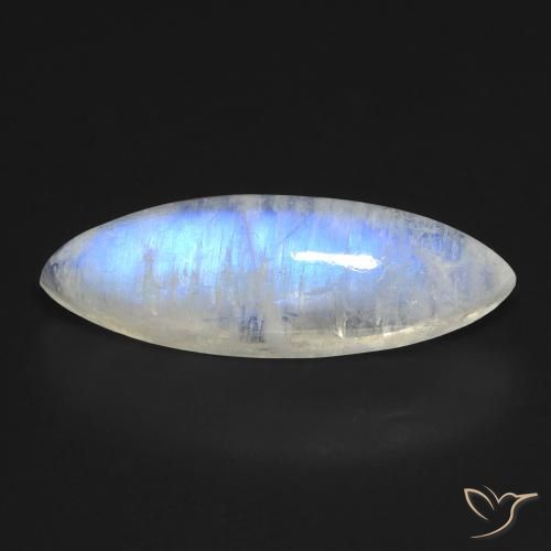 8.52ct Натуральный Голубовато-белый Радужный лунный камень, Маркиза, Прозрачный