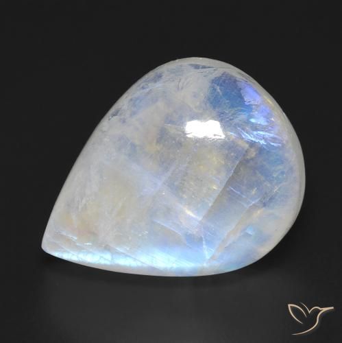 12.94ct Натуральный Голубовато-белый Радужный лунный камень, Форма груши, Прозрачный