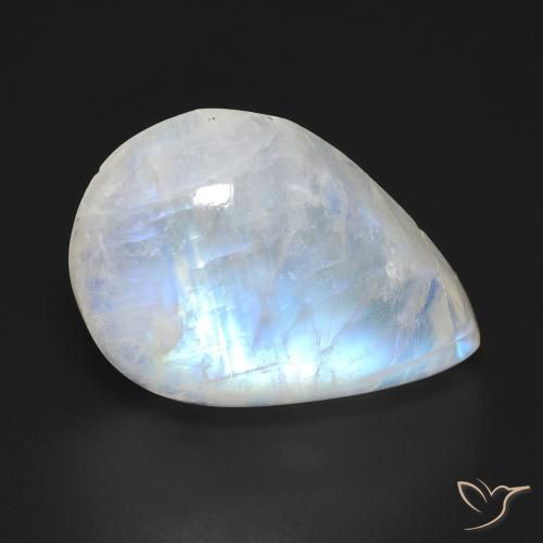 12.07ct Натуральный Голубовато-белый Радужный лунный камень, Форма груши, Прозрачный, Photo A