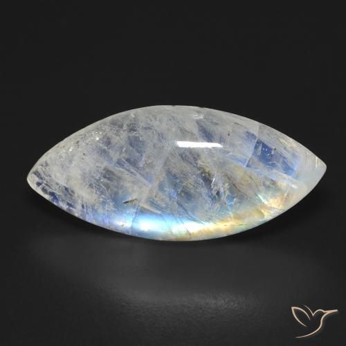 9.25ct Натуральный Голубовато-белый Радужный лунный камень, Маркиза, Прозрачный