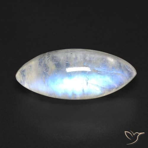 5.97ct Натуральный Голубовато-белый Радужный лунный камень, Маркиза, Прозрачный