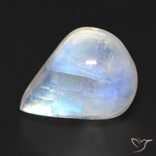 9.93ct Натуральный Голубовато-белый Радужный лунный камень, Форма груши, Прозрачный