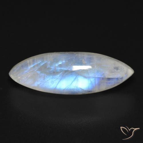8.12ct Натуральный Голубовато-белый Радужный лунный камень, Маркиза, Прозрачный