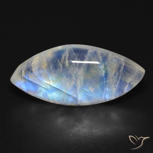 8.85ct Натуральный Голубовато-белый Радужный лунный камень, Маркиза, Прозрачный