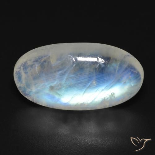 7.73ct Натуральный Голубовато-белый Радужный лунный камень, Овал, Прозрачный