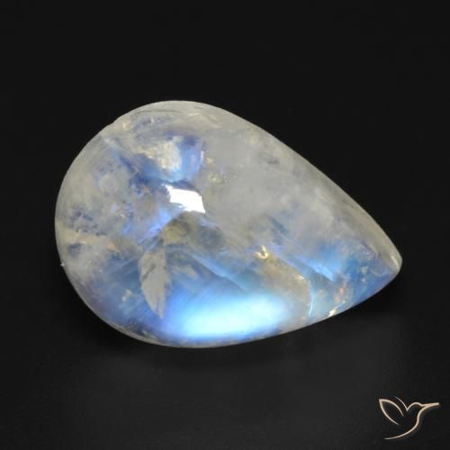 10.22ct Натуральный Голубовато-белый Радужный лунный камень, Форма груши, Прозрачный