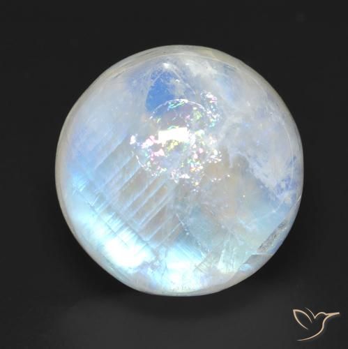 18.37ct Натуральный Голубовато-белый Радужный лунный камень, Круглый, Прозрачный