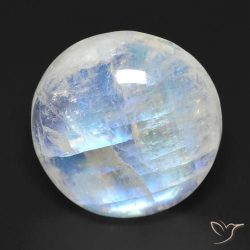 15.15ct Натуральный Голубовато-белый Радужный лунный камень, Круглый, Прозрачный