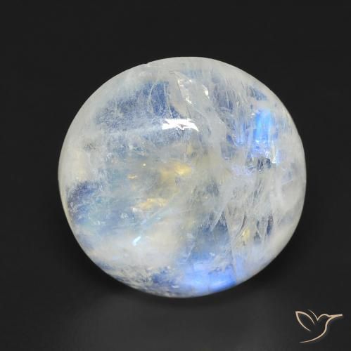 10.76ct Натуральный Голубовато-белый Радужный лунный камень, Круглый, Прозрачный