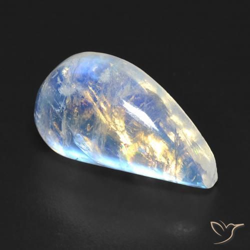8.58ct Натуральный Голубовато-белый Радужный лунный камень, причудливая, Прозрачный