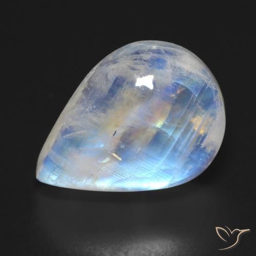 12.45ct Натуральный Голубовато-белый Радужный лунный камень, Форма груши, Прозрачный