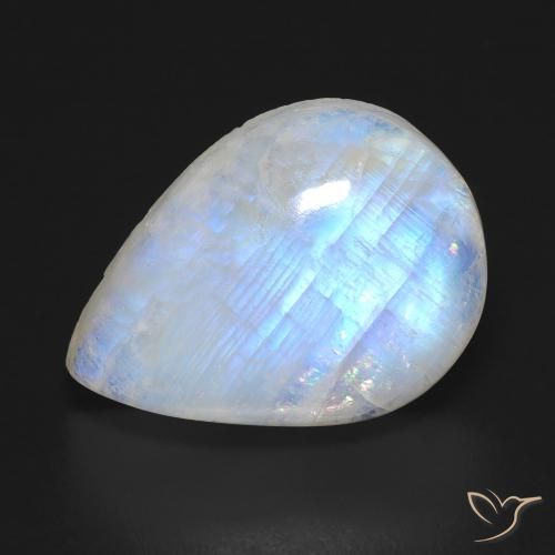 12.19ct Натуральный Голубовато-белый Радужный лунный камень, Форма груши, Прозрачный