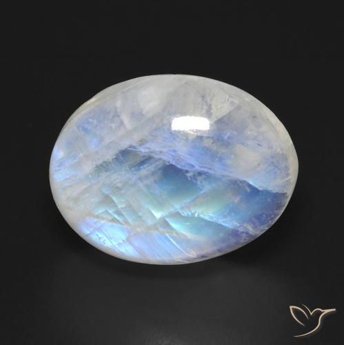 12.18ct Натуральный Голубовато-белый Радужный лунный камень, Овал, Прозрачный
