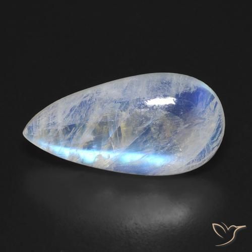 6.10ct Натуральный Голубовато-белый Радужный лунный камень, Форма груши, Прозрачный