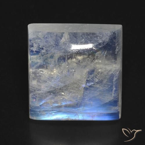 10.41ct Натуральный Голубовато-белый Радужный лунный камень, Квадрат, Прозрачный