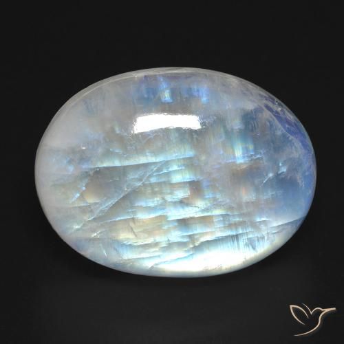 27.24ct Натуральный Голубовато-белый Радужный лунный камень, Овал, Прозрачный