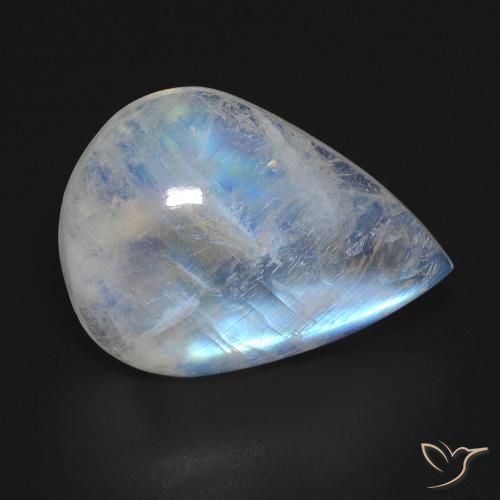 13.49ct Натуральный Голубовато-белый Радужный лунный камень, Форма груши, Прозрачный