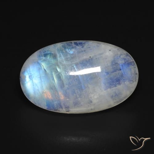 13.28ct Натуральный Голубовато-белый Радужный лунный камень, Овал, Прозрачный