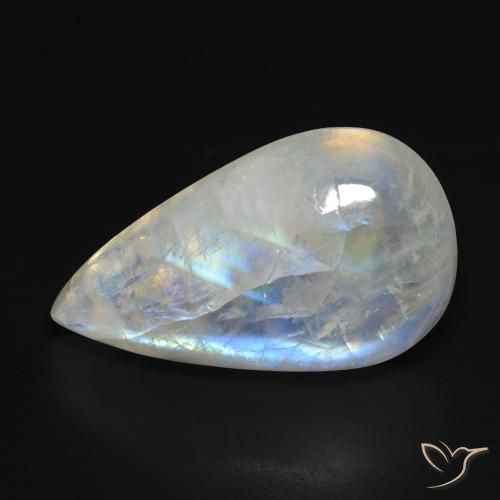 13.40ct Натуральный Голубовато-белый Радужный лунный камень, Форма груши, Прозрачный