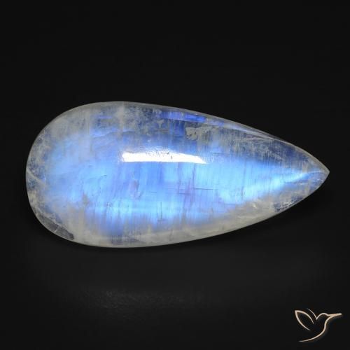 10.97ct Натуральный Голубовато-белый Радужный лунный камень, Форма груши, Прозрачный