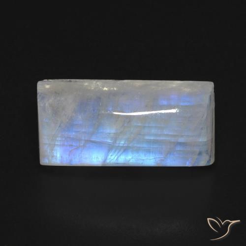 7.29ct Натуральный Голубовато-белый Радужный лунный камень, Огранка Багет, Прозрачный