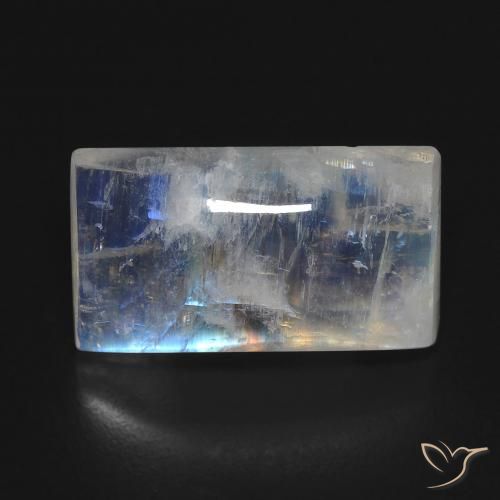 7.85ct Натуральный Голубовато-белый Радужный лунный камень, Огранка Багет, Прозрачный