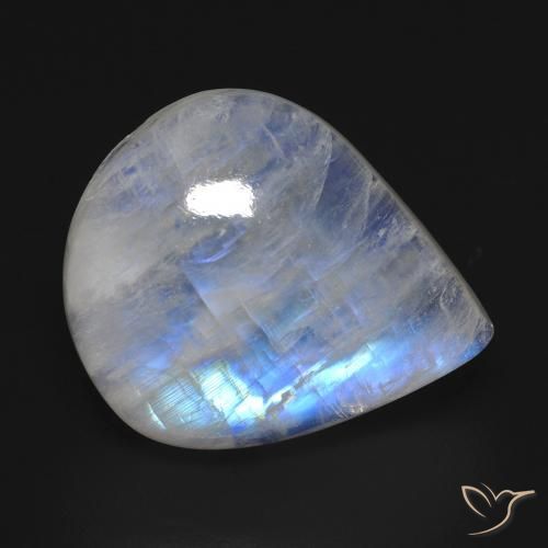 16.02ct Натуральный Голубовато-белый Радужный лунный камень, Форма груши, Прозрачный