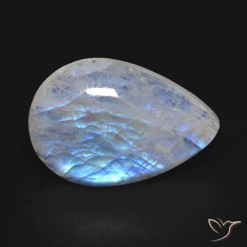 9.96ct Натуральный Голубовато-белый Радужный лунный камень, Форма груши, Прозрачный